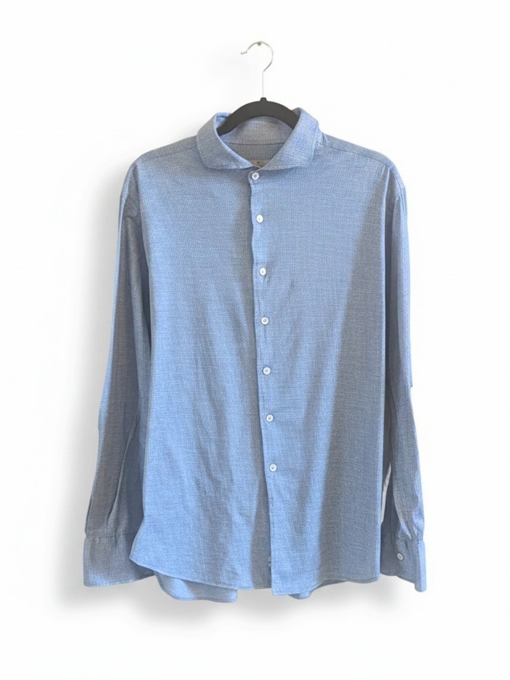 Canali Men's Size XXL Blue Heathered Spread Collar Button Down Shirt 100% Cotton